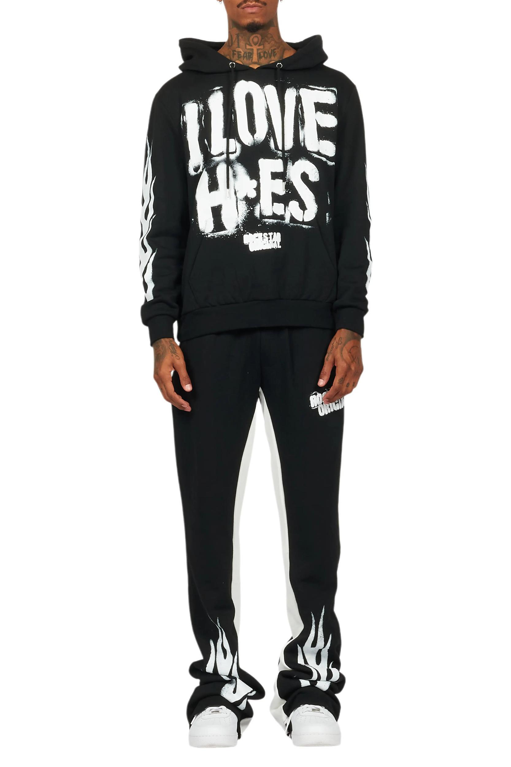 Banyan Black/White Hoodie/Baggy Fit Pant Set Male Product Image