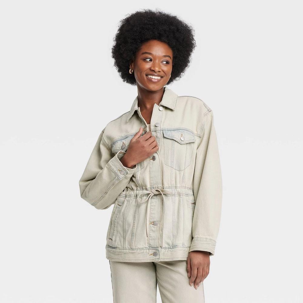 Women's Cinched Jacket - Universal Thread™ Vintage Wash S: Midweight Cotton, Front & Side Pockets Product Image