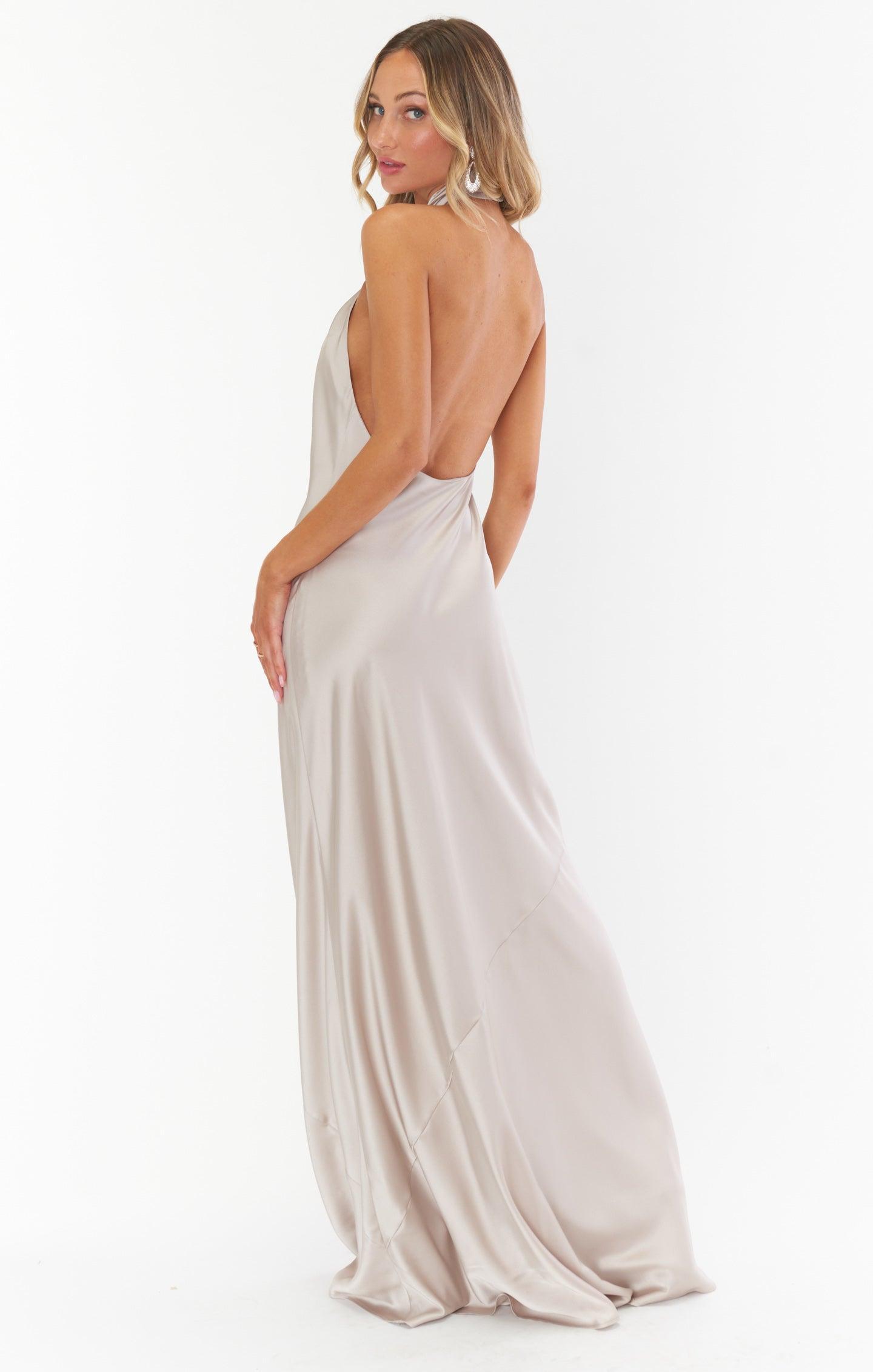 Jasmine Halter Maxi Dress ~ Show Me The Ring Luxe Satin Product Image