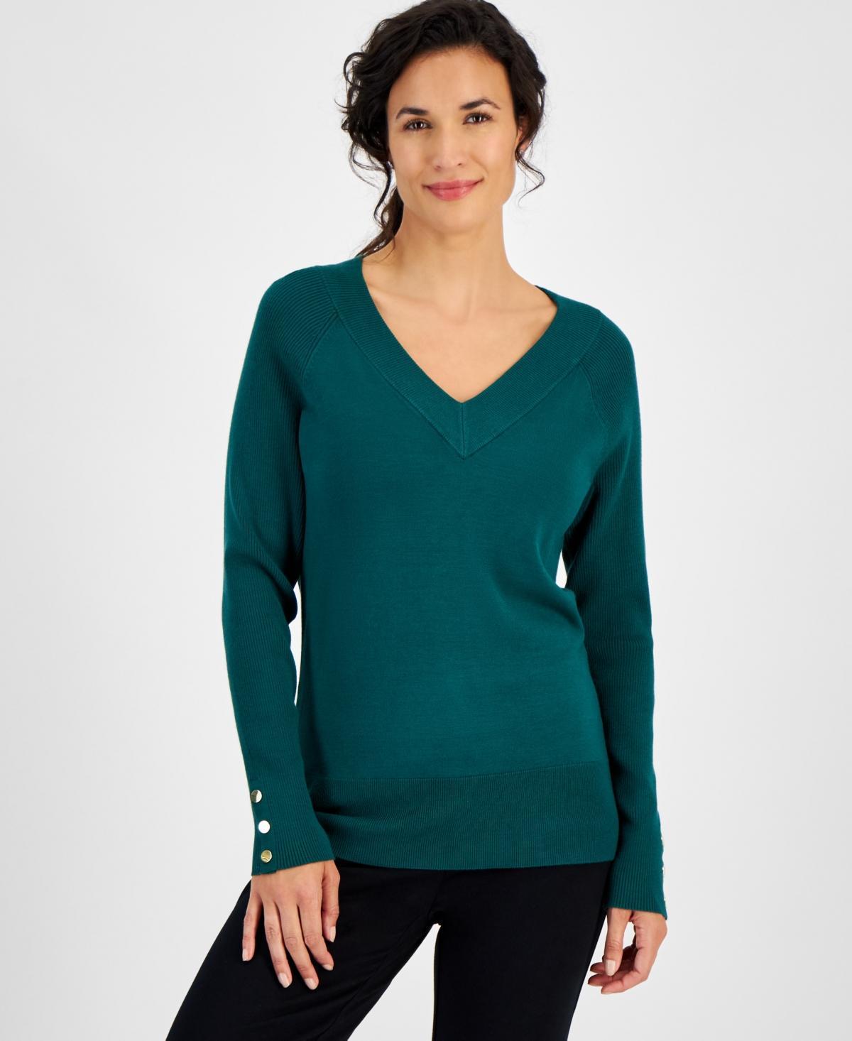Jm Collection Womens V-Neck Core Long-Sleeve Sweater, Created for Macys Product Image