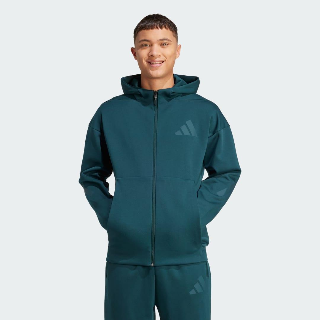 adidas Z.N.E. Full-Zip Hooded Track Jacket Aurora Ink XL Mens Product Image