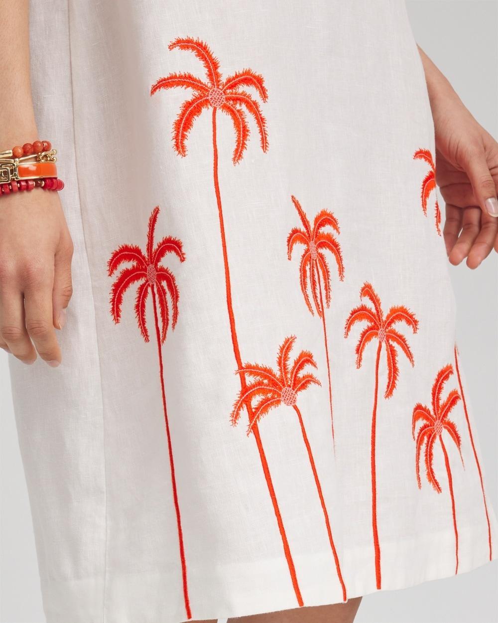 Linen Embroidered Palms Dress Product Image