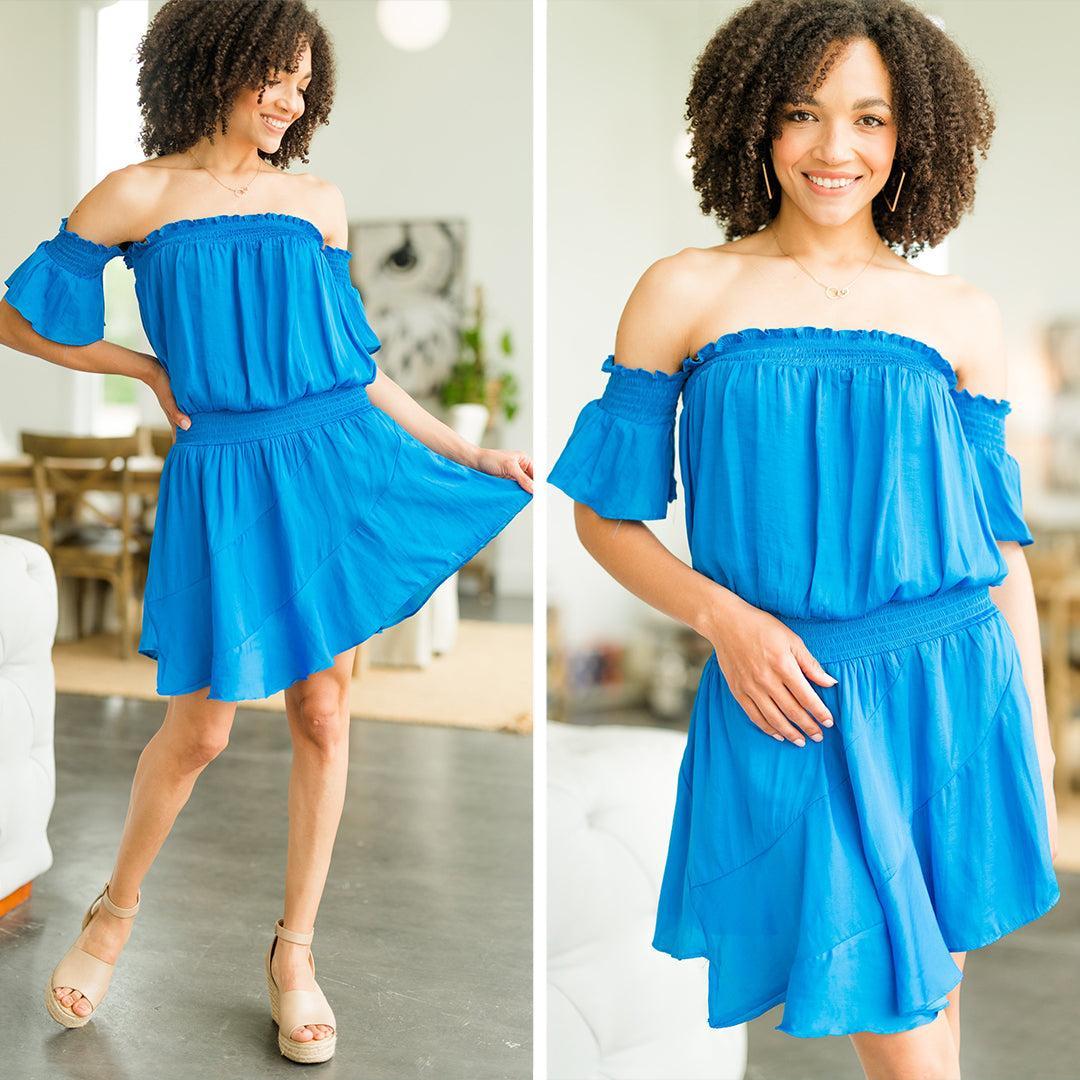 Can't Leave You Behind Blue Mini Dress Female Product Image