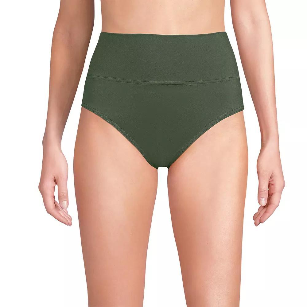 Women's Lands' End Chlorine Resistant Fold Over High Waisted Bikini Bottoms, Size: 4, Rich Olive Green Product Image