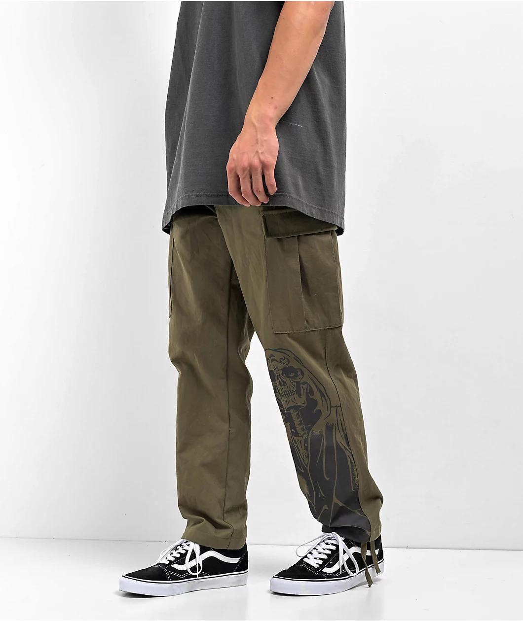 Broken Promises Never Enough Olive Green Cargo Pants Product Image