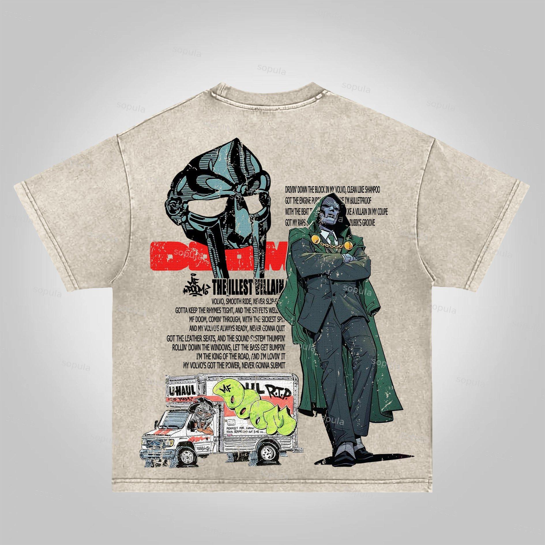 Sopula Vintage The Illest Villain Mf Doom Graphic Print Acid Washed T-Shirt Product Image