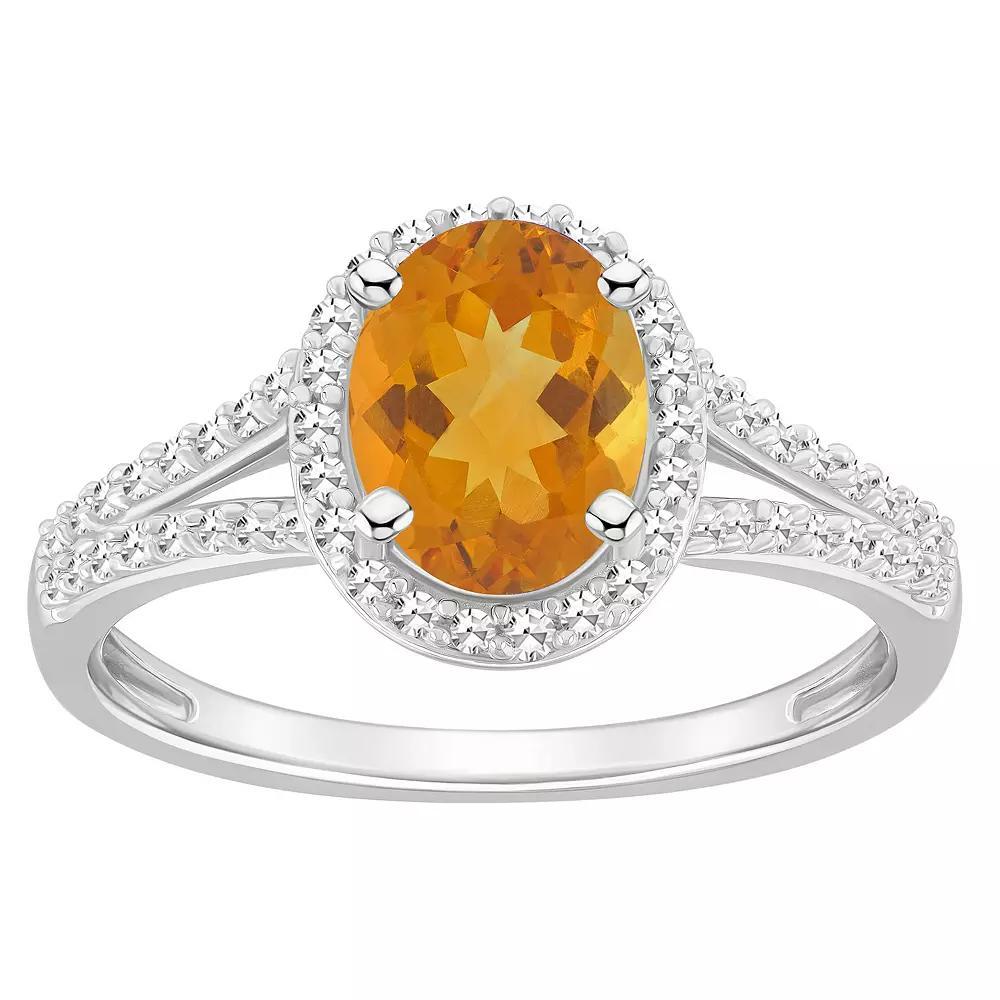 Celebration Gems Sterling Silver Gemstone & 1/4 Carat T.W. Diamond Halo Ring, Womens Peridot Product Image