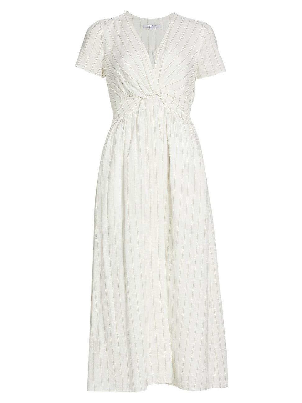 Womens Esmeray Striped Linen-Blend Midi-Dress Size 0 Product Image