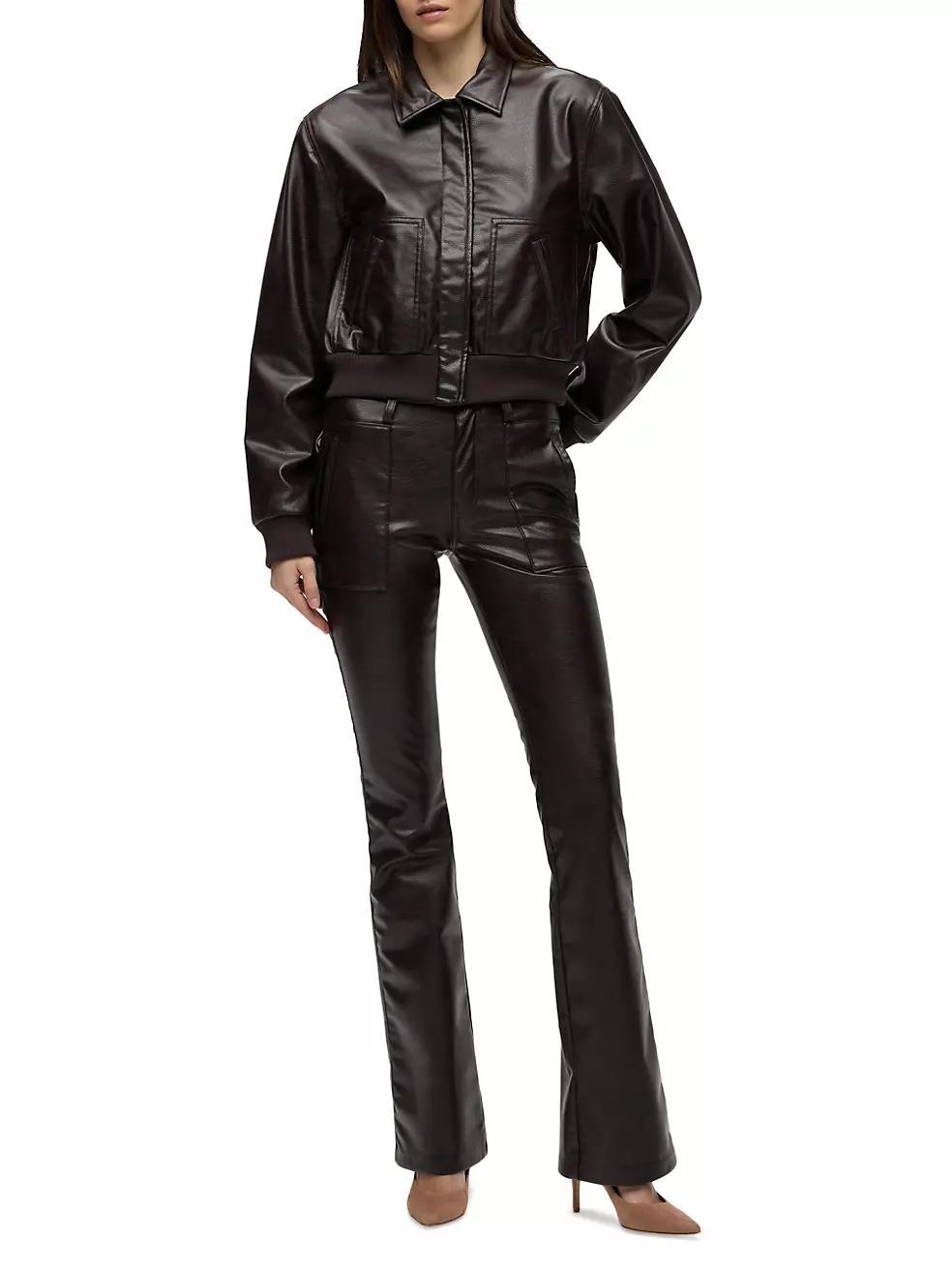 Faux Leather Bomber Jacket Product Image