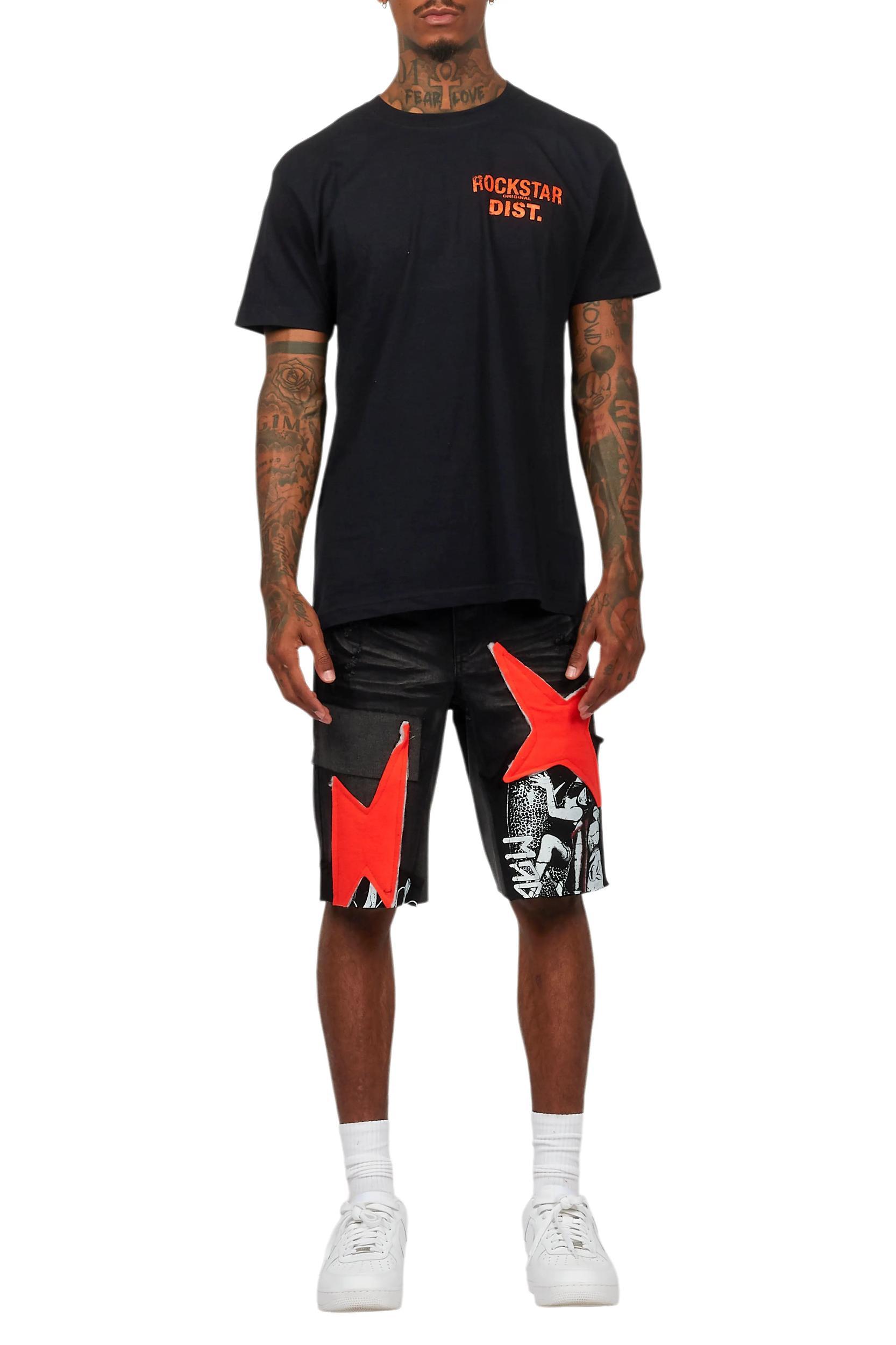 Akos Black T-Shirt/Denim Short Set Male Product Image