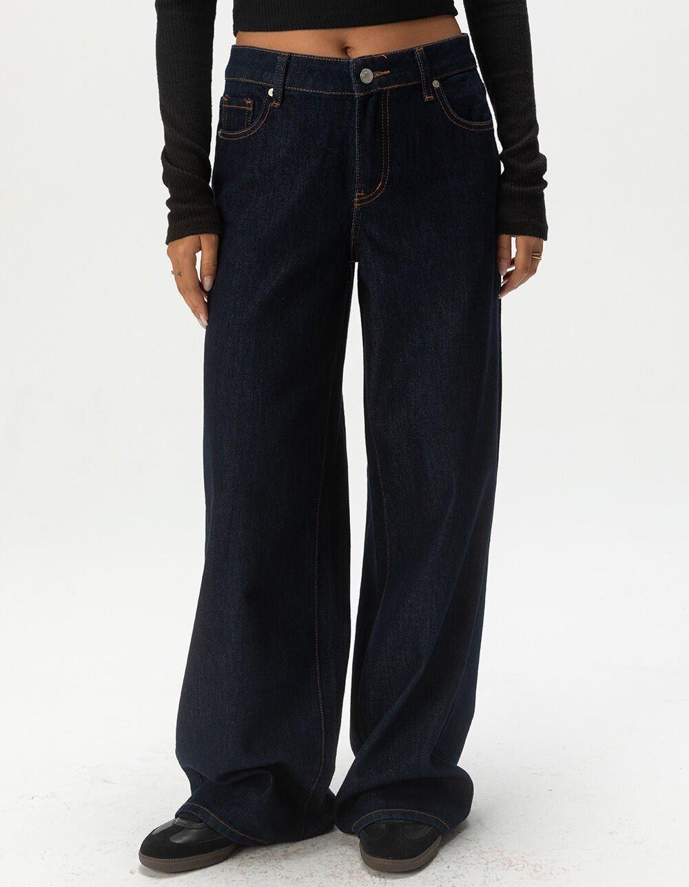 RSQ Womens Mid Rise Wide Leg Jeans - MED BLAST Product Image