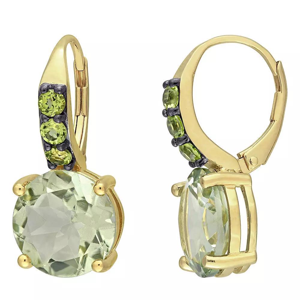 Stella Grace 18K Gold Over Silver Green Quartz & Peridot Leverback Earrings, Women's, Gold Tone Product Image