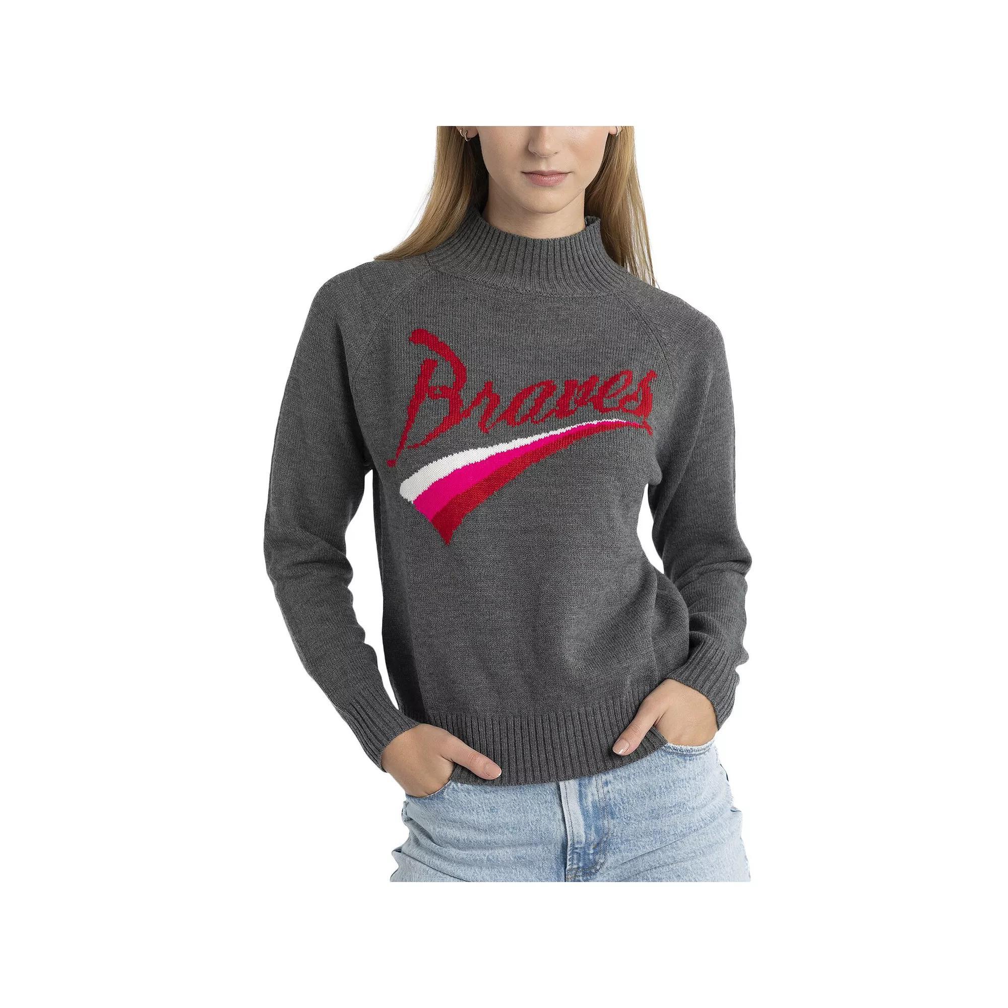 Women's Lusso  Gray Atlanta Braves Serena Raglan Pullover Sweater, Size: XS, Grey Product Image