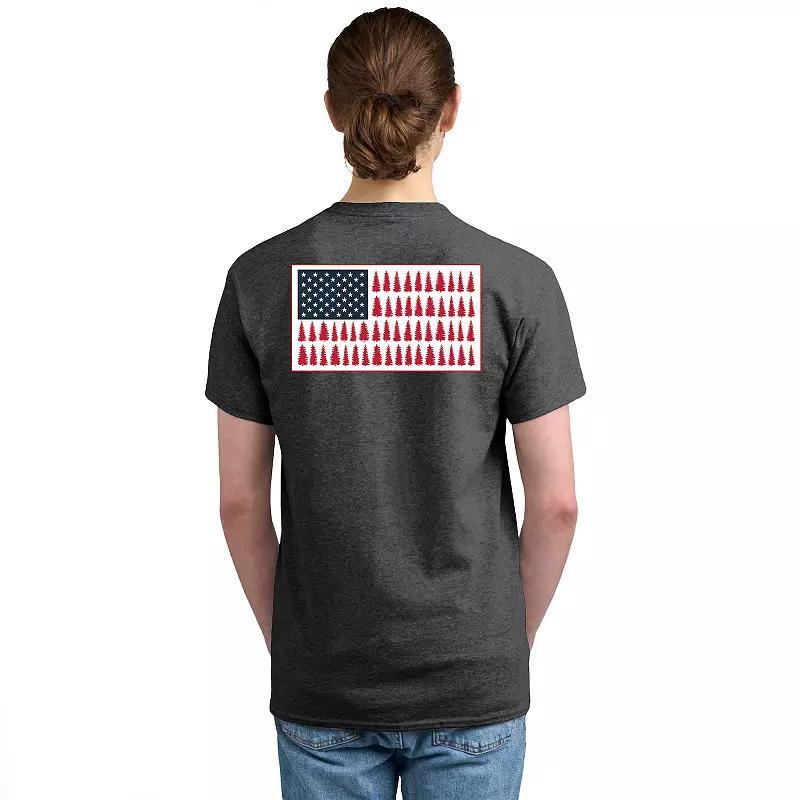Mens Columbia Americana Adventure Print Short Sleeve Graphic Tee Grey Tree Flag Product Image