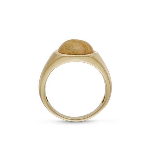 LuvMyJewelry Wood Jasper Iconic Sterling Silver Men Signet Ring in 14Kt Gold Vermeil On Sterling at Nordstrom, Size 9 Product Image