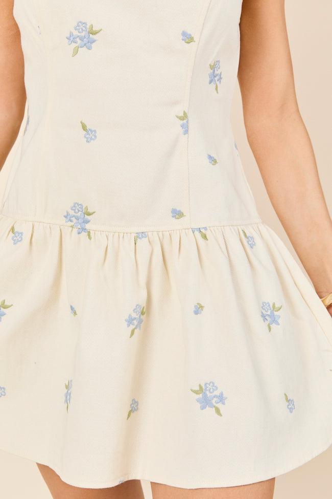 Denise Flower Embroidered Denim Dress Product Image
