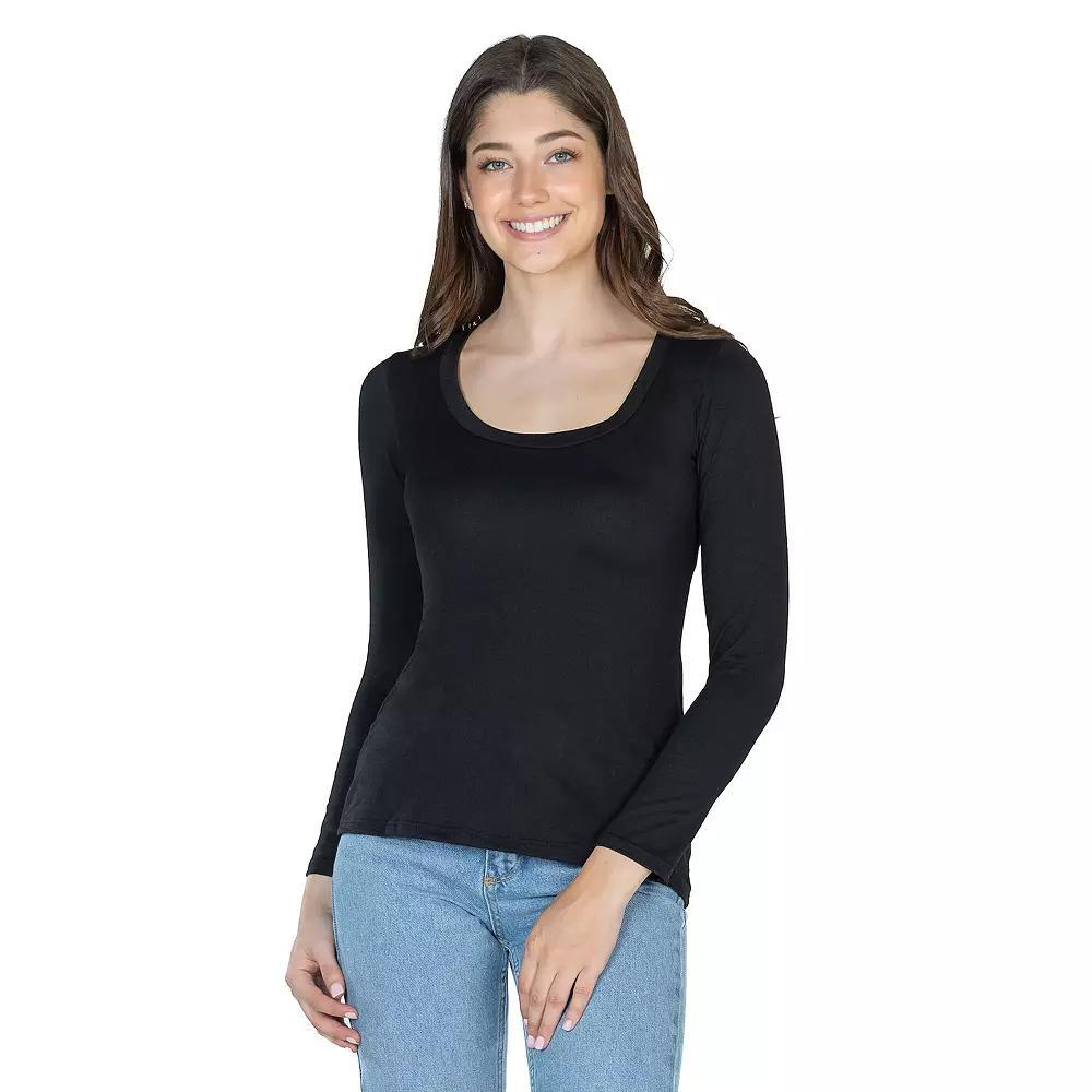 Women's 24Seven Comfort Apparel Solid Long Sleeve Scoop Neck Tee, Size: XL, Red Product Image