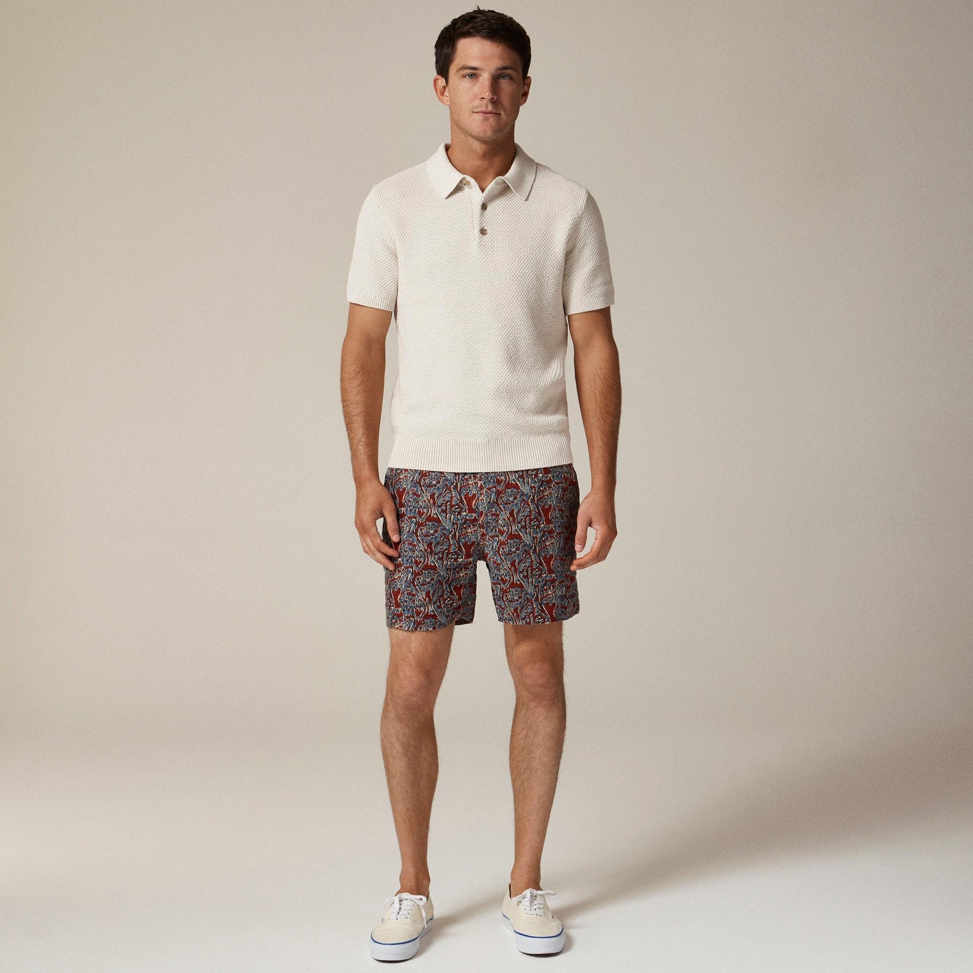 Short-sleeve cotton seed-stitch sweater-polo Product Image