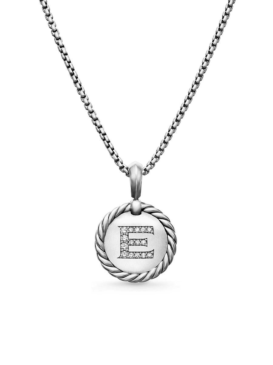 David Yurman Sterling Silver Cable Collectibles Initial Charm Necklace with Diamonds, 18 Product Image
