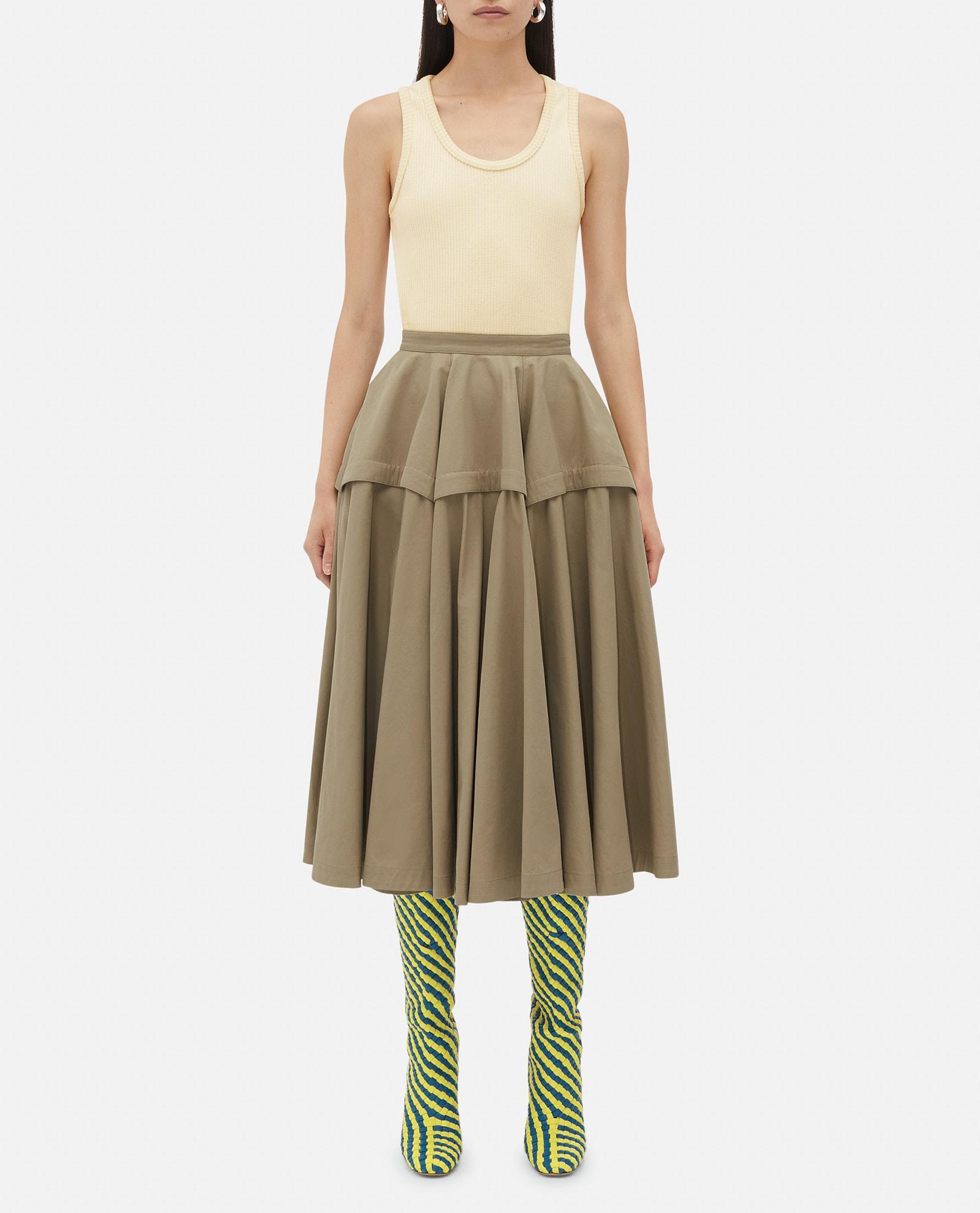 Layered Pleated Cotton-poplin Midi Skirt In Neutrals Product Image