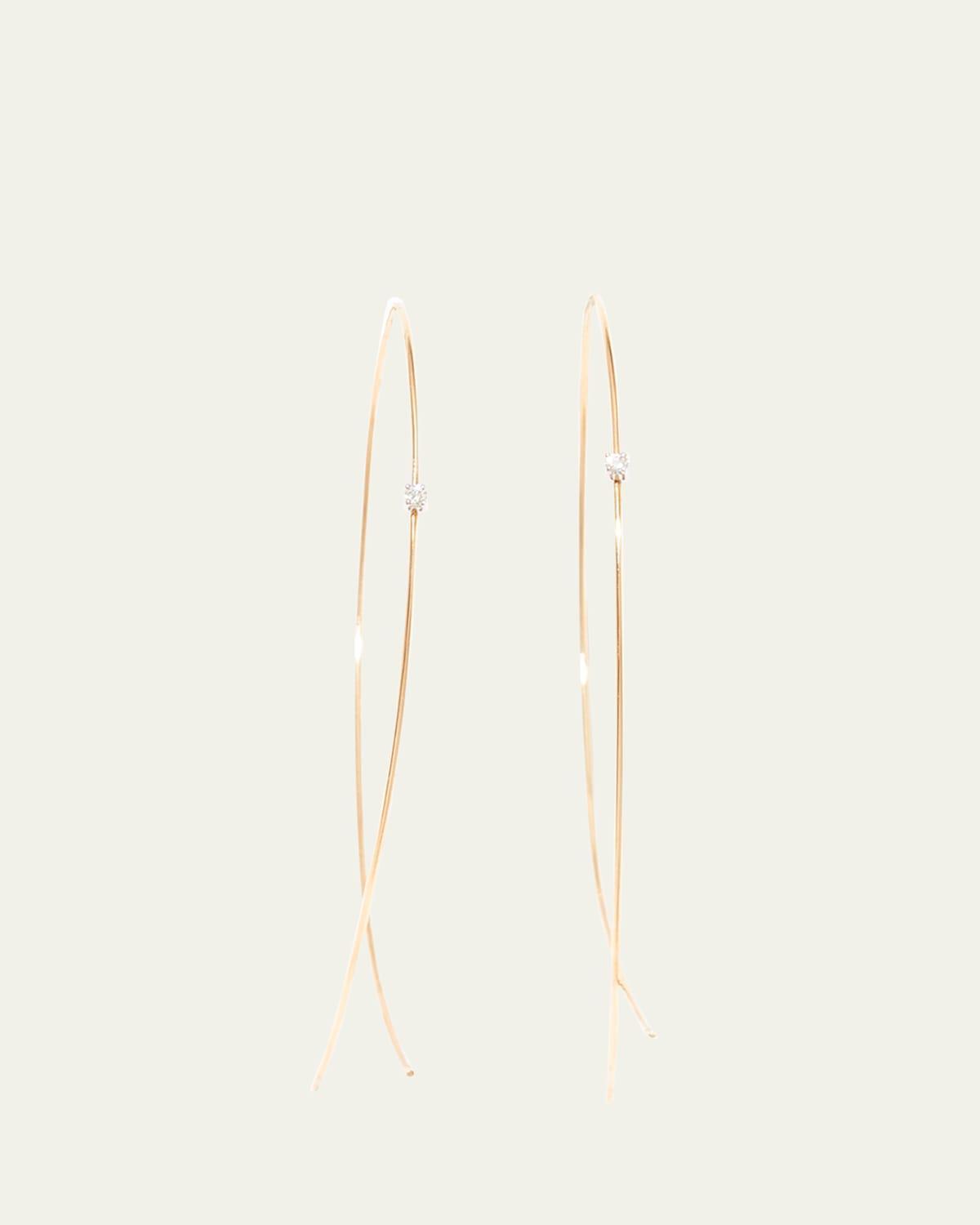 Large Upside Down Hoops with Diamonds Product Image