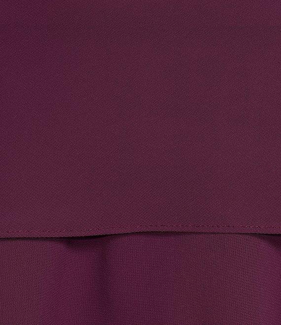 Marina Tiered Chiffon Rhinestone Keyhole V-Neck Flutter Short Sleeve Dress Product Image