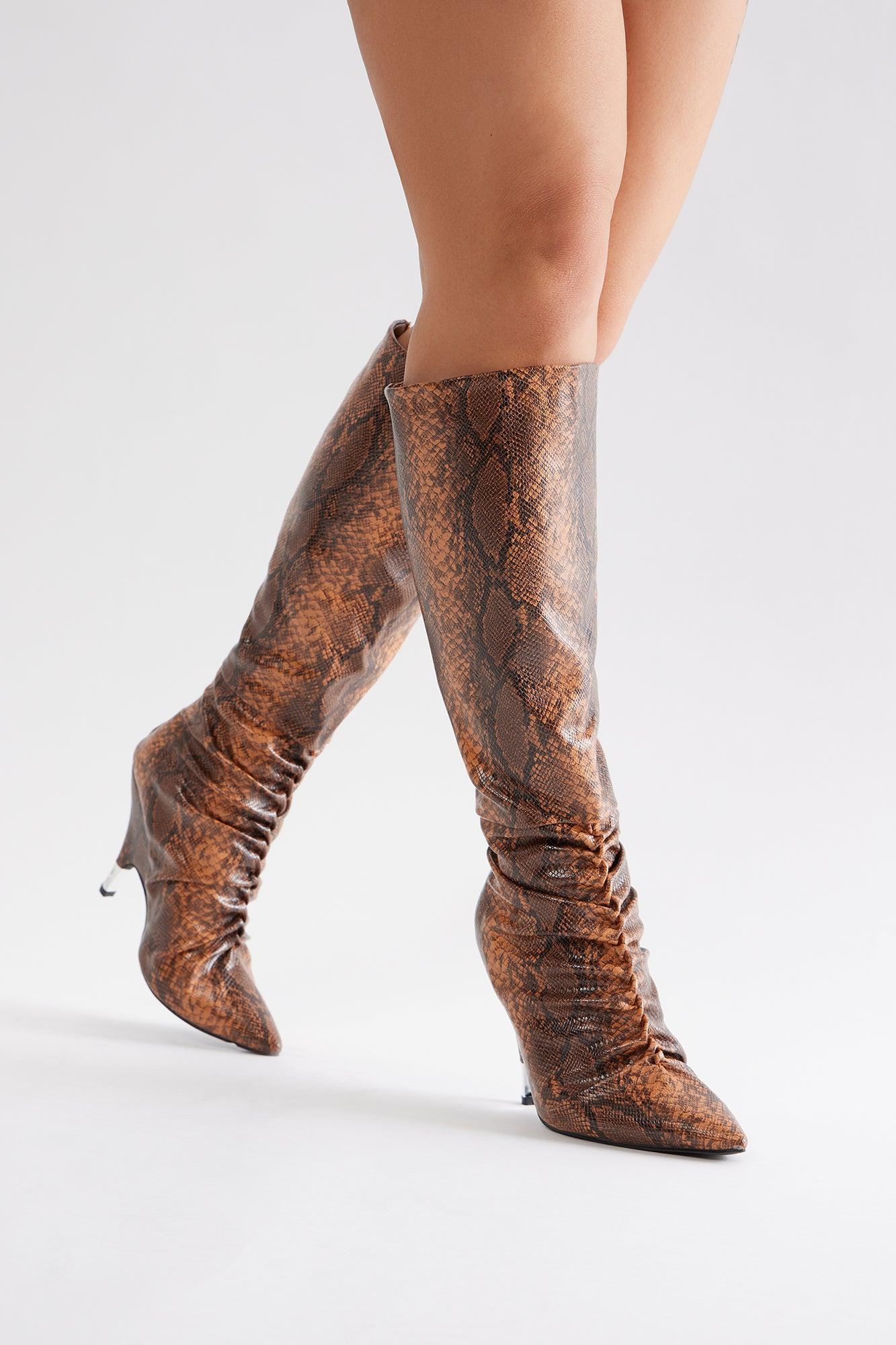 Nadia Knee High Boots - Brown Combo Product Image