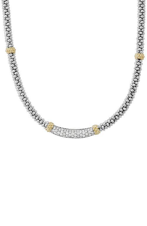LAGOS 18k Gold And Sterling Silver Diamond Lux Station Necklace, 16 In Silver/diamond Product Image