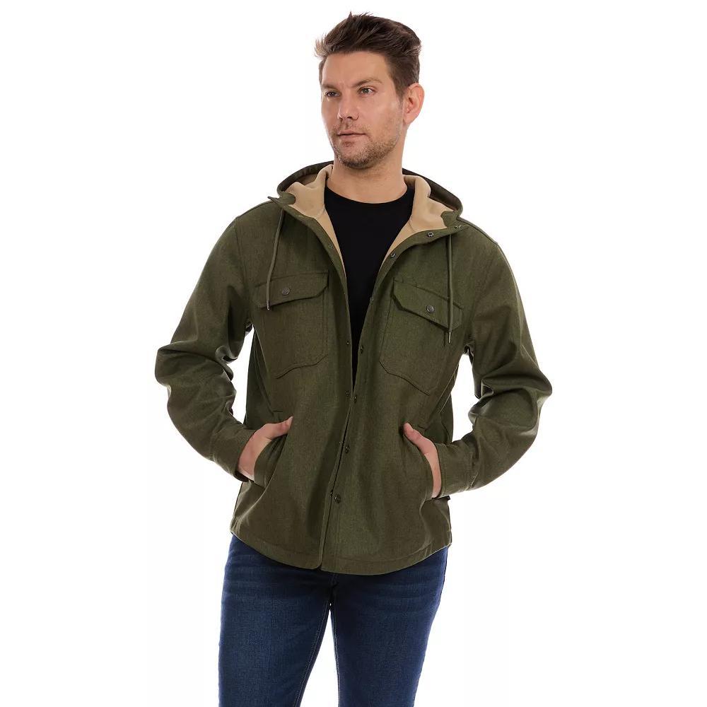 Men's Bass Creek Outfitters® Twill Softshell Bonded with Fleece Hooded Jacket, Size: Large, Black Blue Product Image