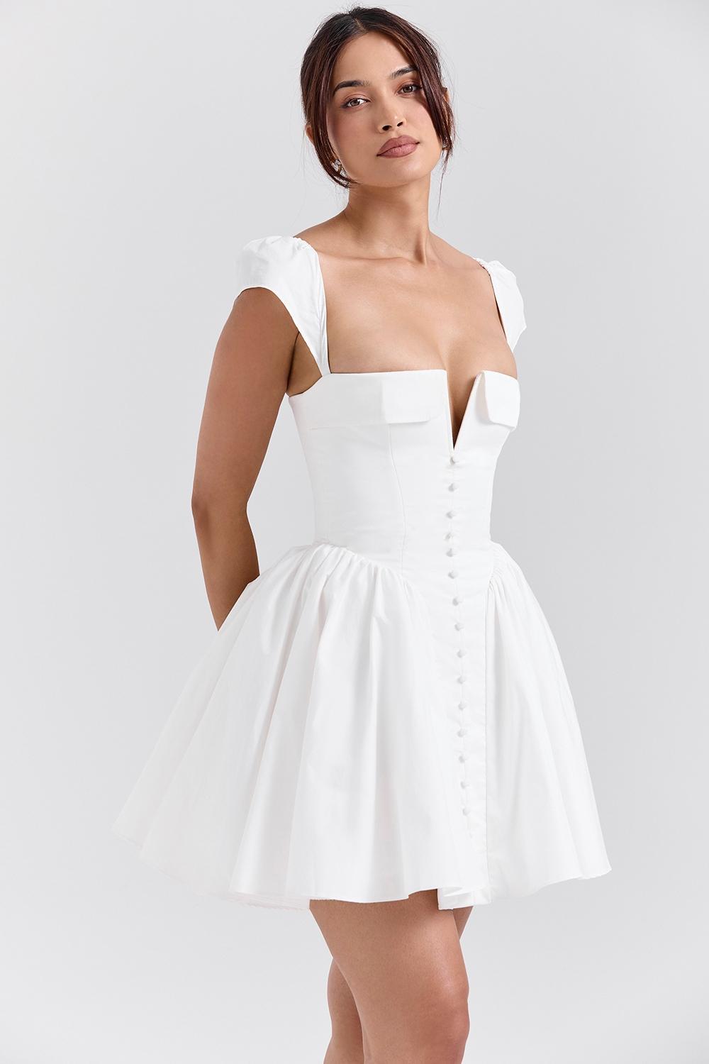 Florence White Cotton Corset Mini Dress Product Image