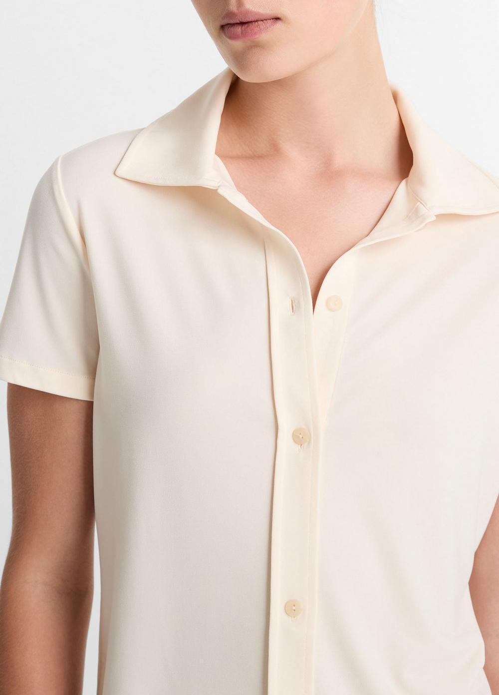 Womens Short-Sleeve Button-Up Shirt, Flaxen, Size M Vince Product Image