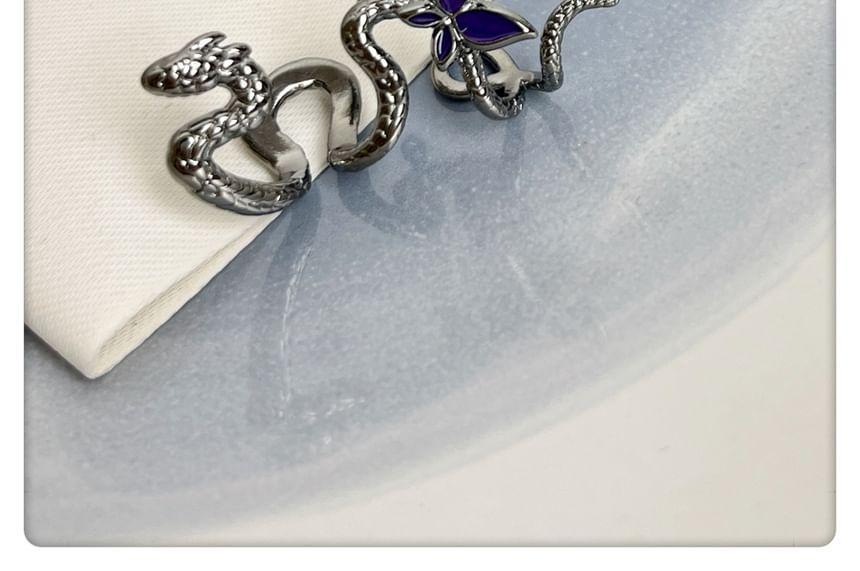Set:  Butterfly Alloy Stud Earring + Snake Alloy Ear Cuff Product Image