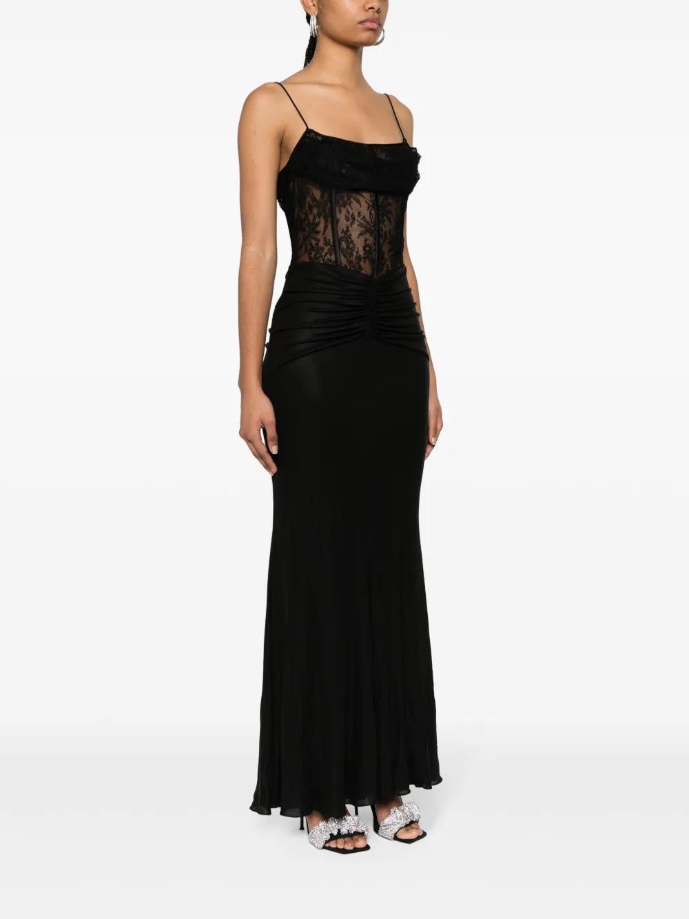 draped lace-panel maxi dress Product Image