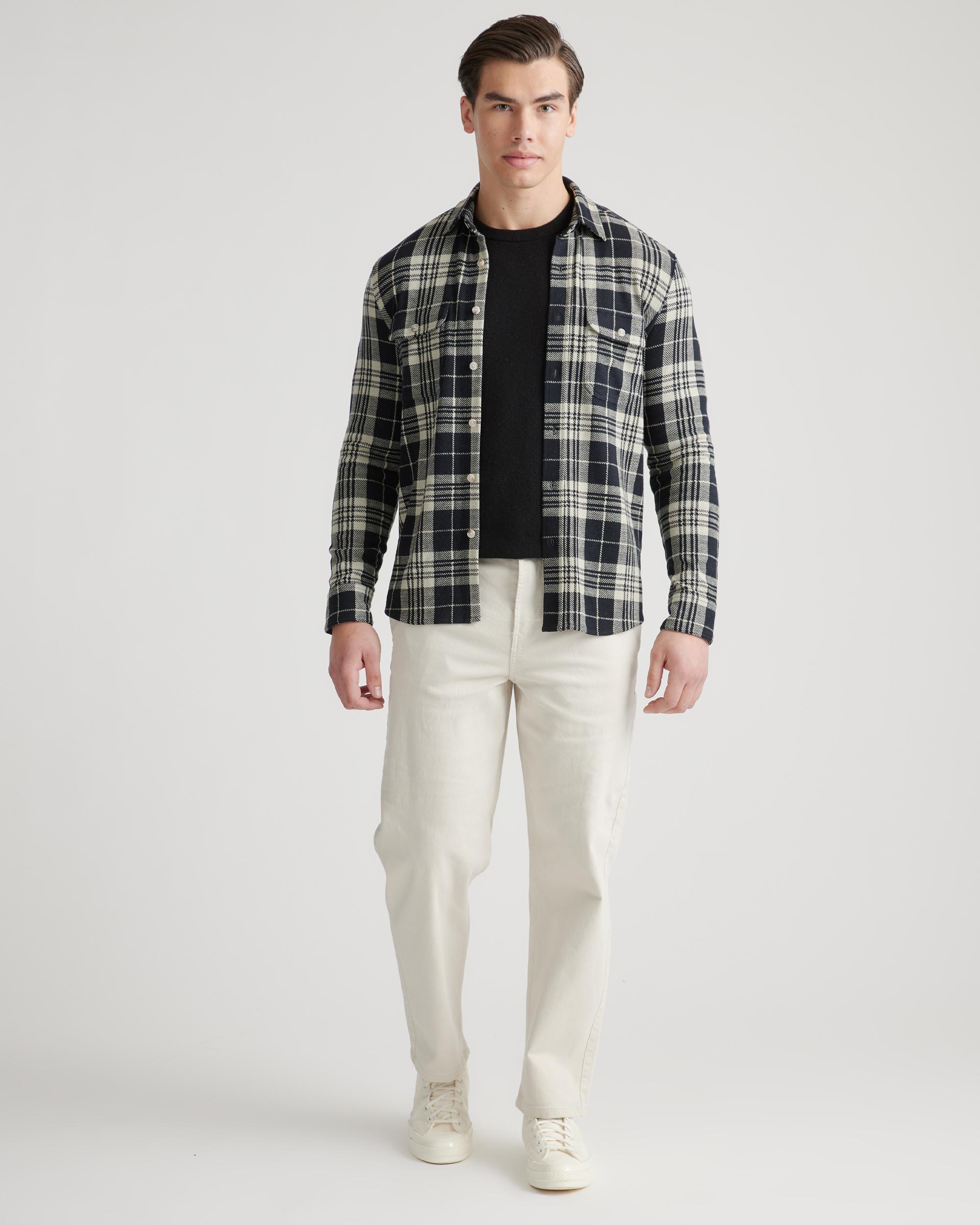 Quince | Men's Stretch Sweater Fleece Shirt in Light Grey, Recycled Polyester Product Image