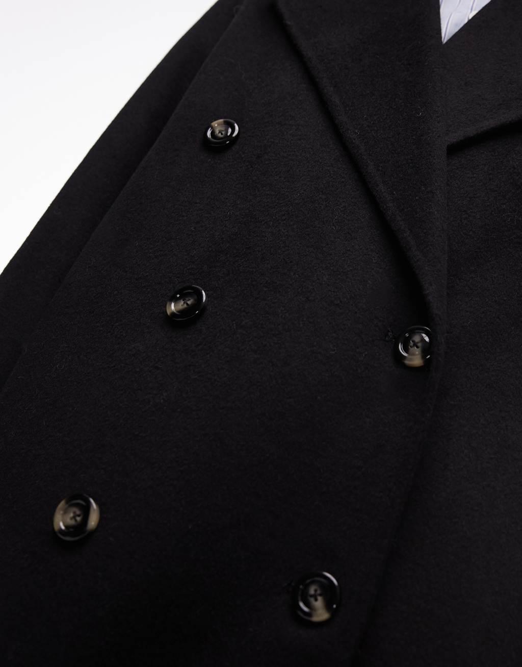 Mango double breasted maxi coat in black Product Image