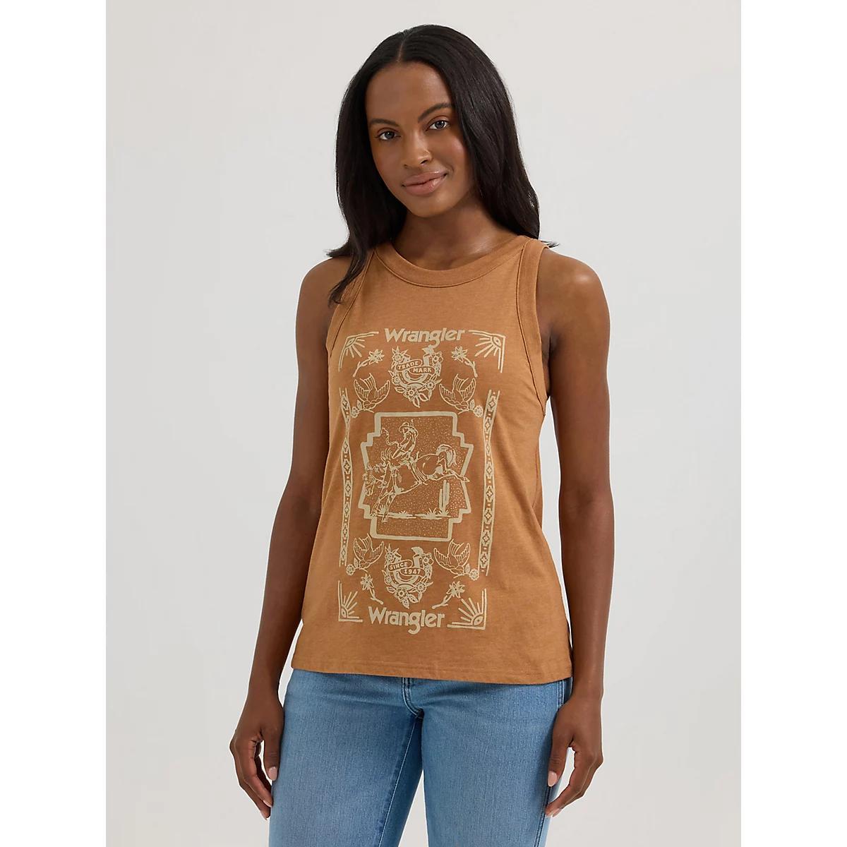 Women's Wrangler Western Graphic Goddess Tank in Croissant Product Image