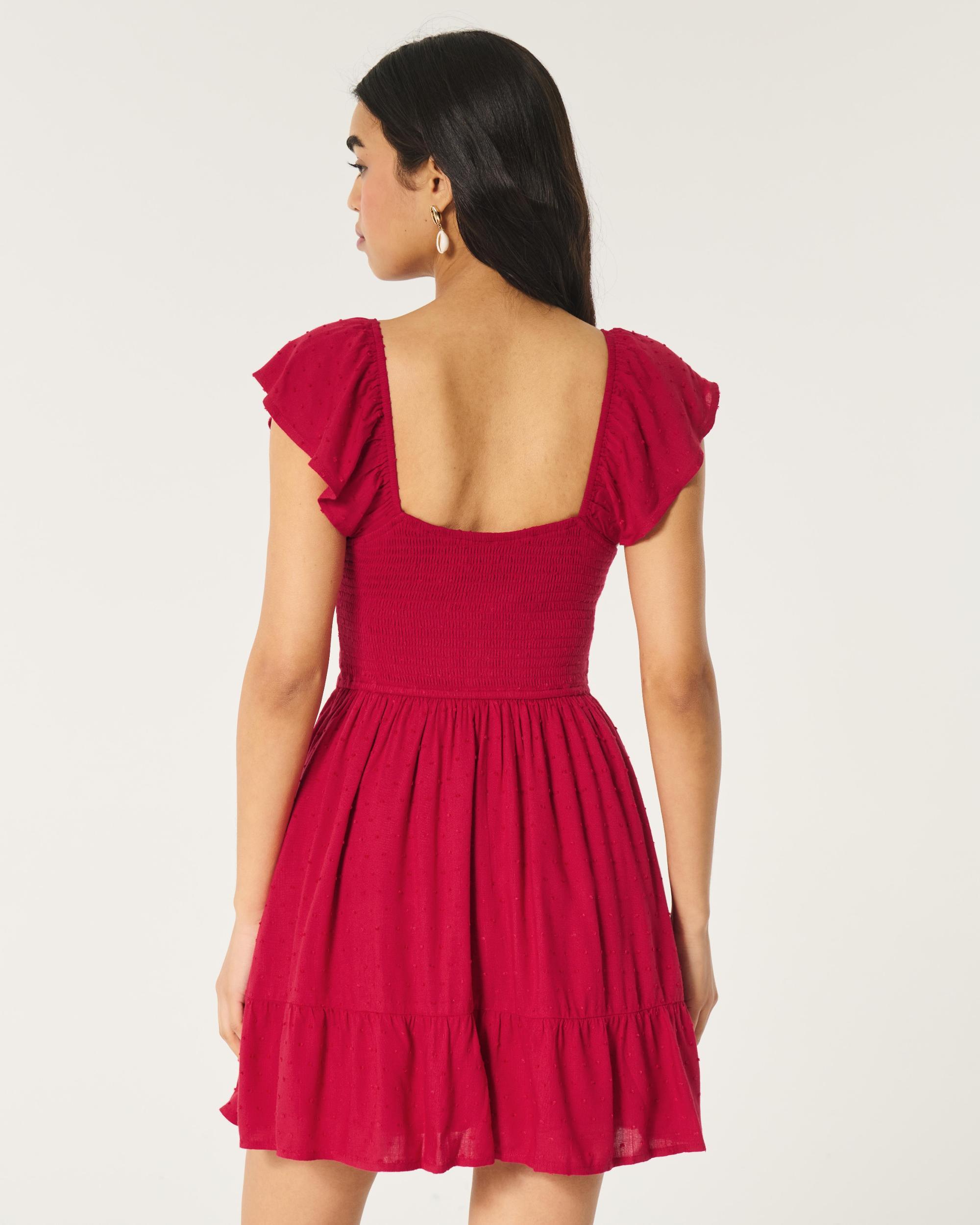 Short-Sleeve Cinch Bust Skort Dress Product Image