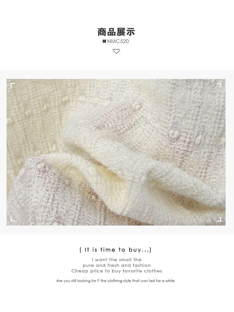 Patterned High-Neck Loose Lace Top Product Image