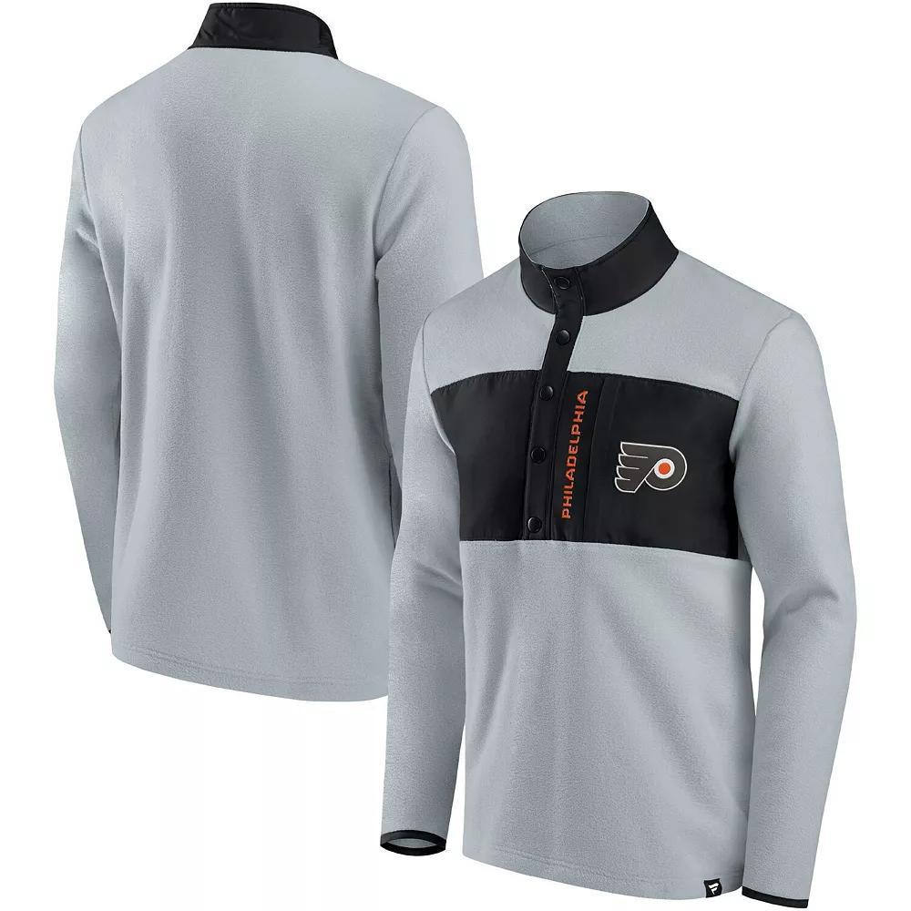 Men's Fanatics Branded Gray/Black Philadelphia Flyers Omni Polar Fleece Quarter-Snap Jacket, Size: XL, Fly Grey Product Image