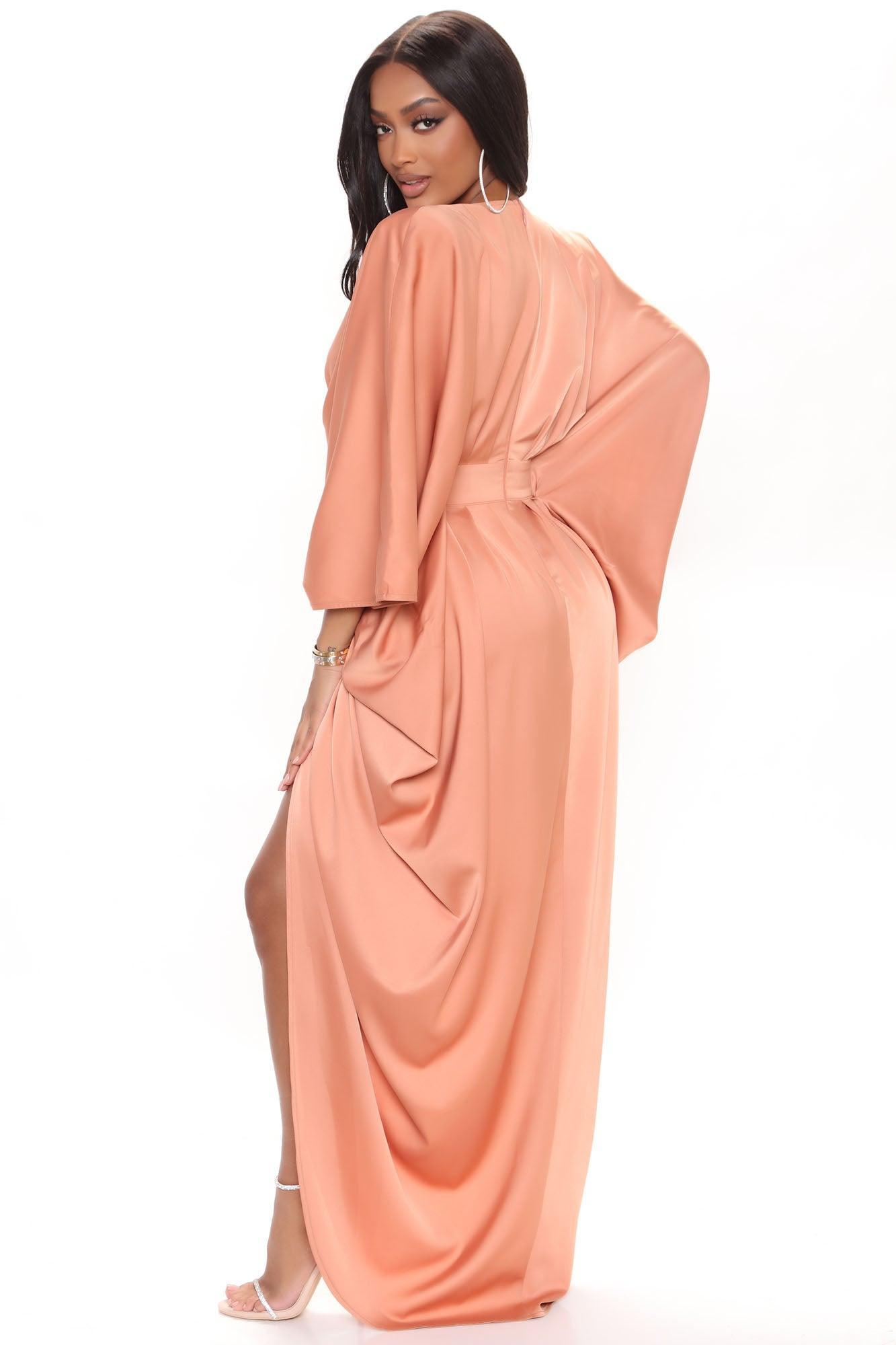 Spectacular Woman Satin Maxi Dress - Peach Product Image