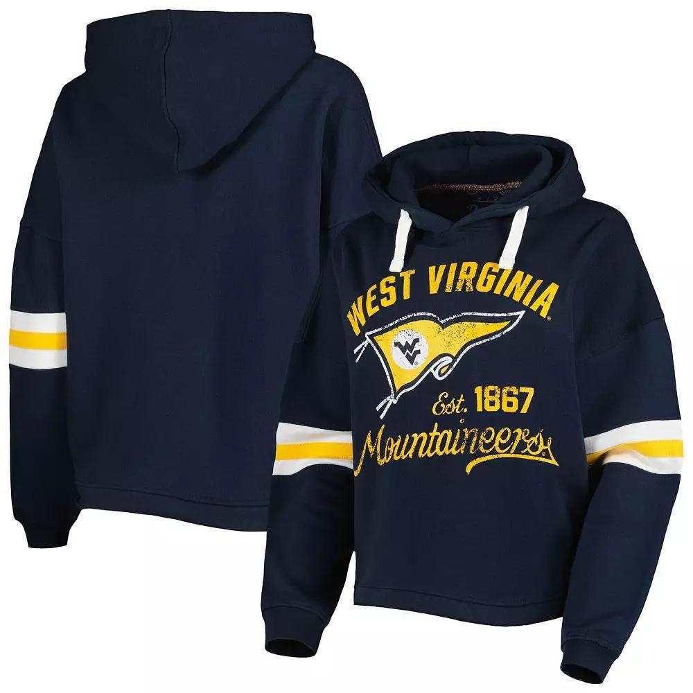 Women's Pressbox Navy West Virginia Mountaineers Super Pennant Pullover Hoodie, Size: Small, Blue Product Image
