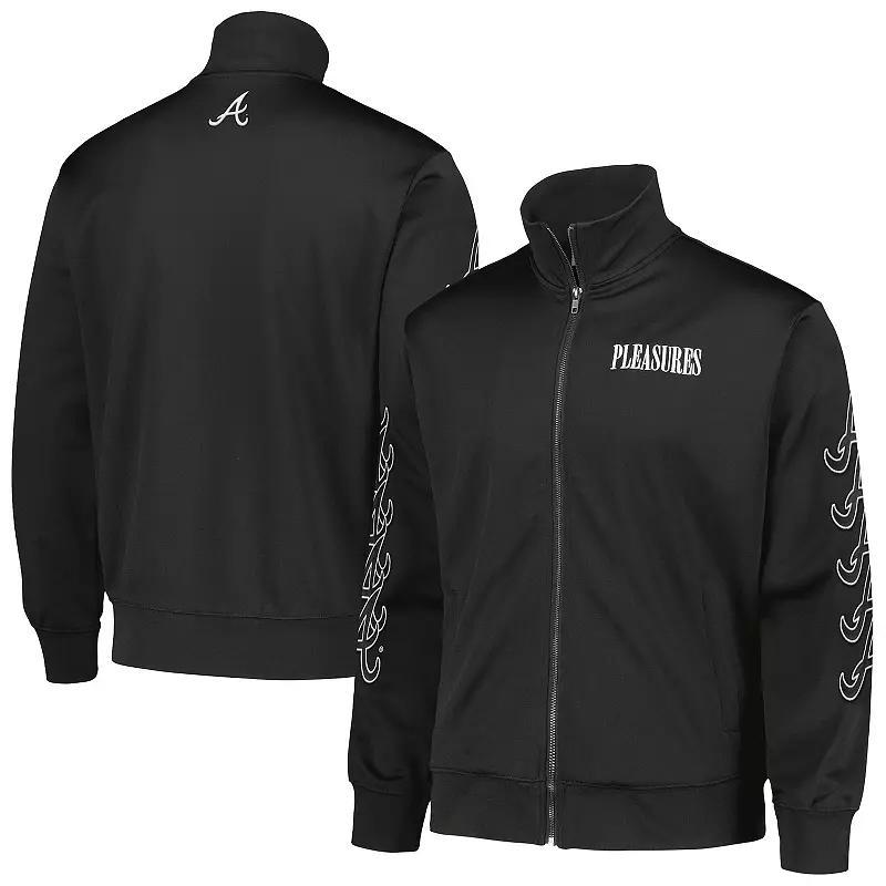 Men's Black New York Mets Pitcher Full-Zip Track Jacket, Size: Medium Product Image