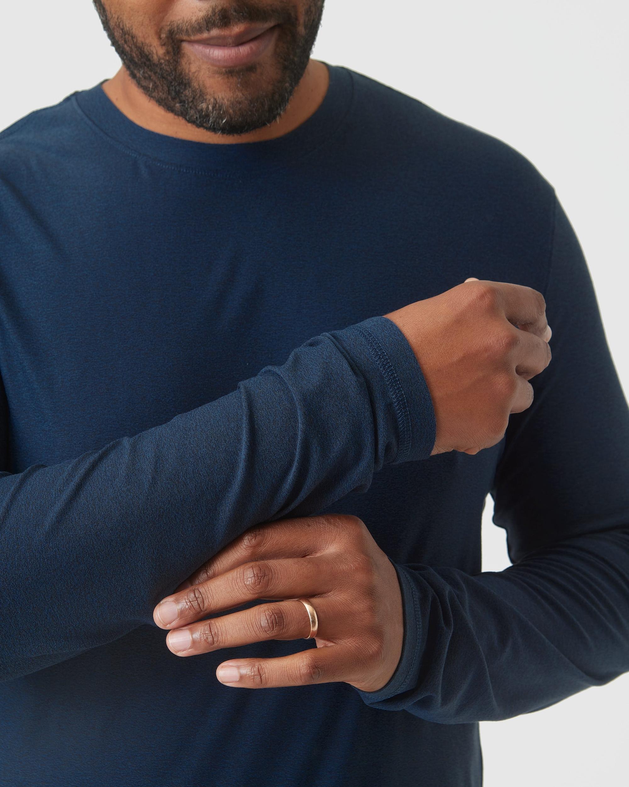 Deep Sea Blue Heather Active Long Sleeve Crew T-Shirt Product Image