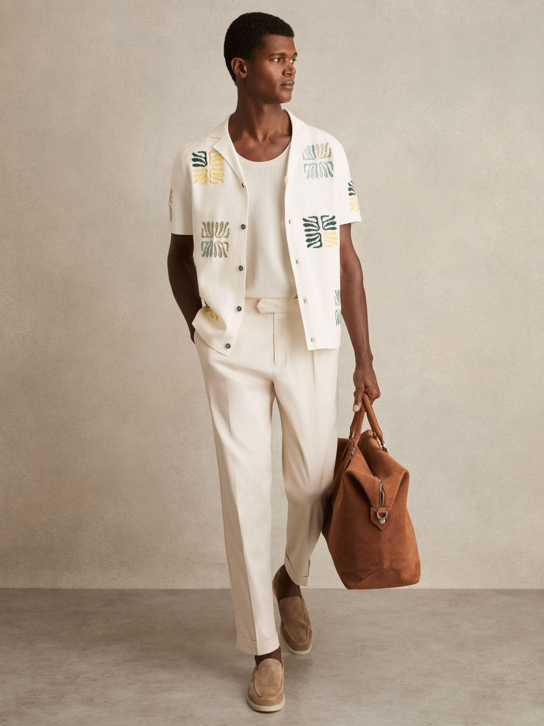 Reef-Embroidery Cuban-Collar Shirt in Optic White Product Image