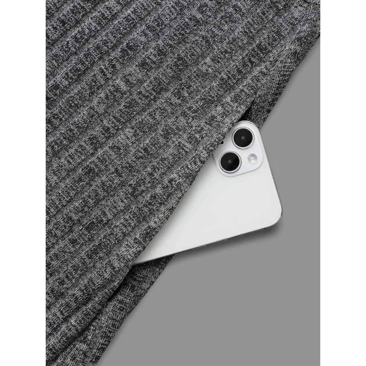Plus Size Crew Neck Ruffle Trim Knit Dress DarkGray Women Casual Texture Knit Dresses Bloomchic 22-24/3X Product Image