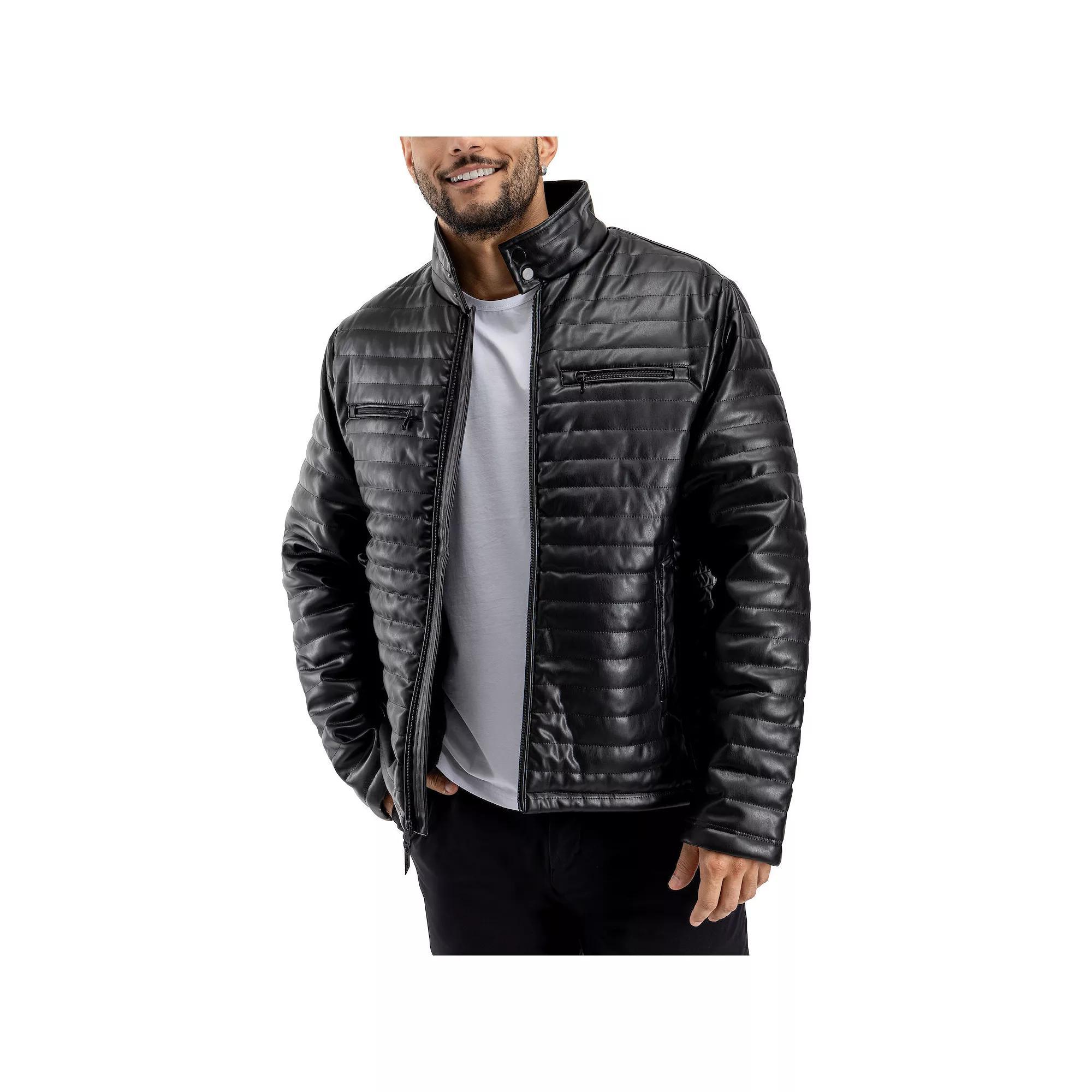 Men's Xray Faux Leather Quilted Jacket, Size: XL, Black Product Image