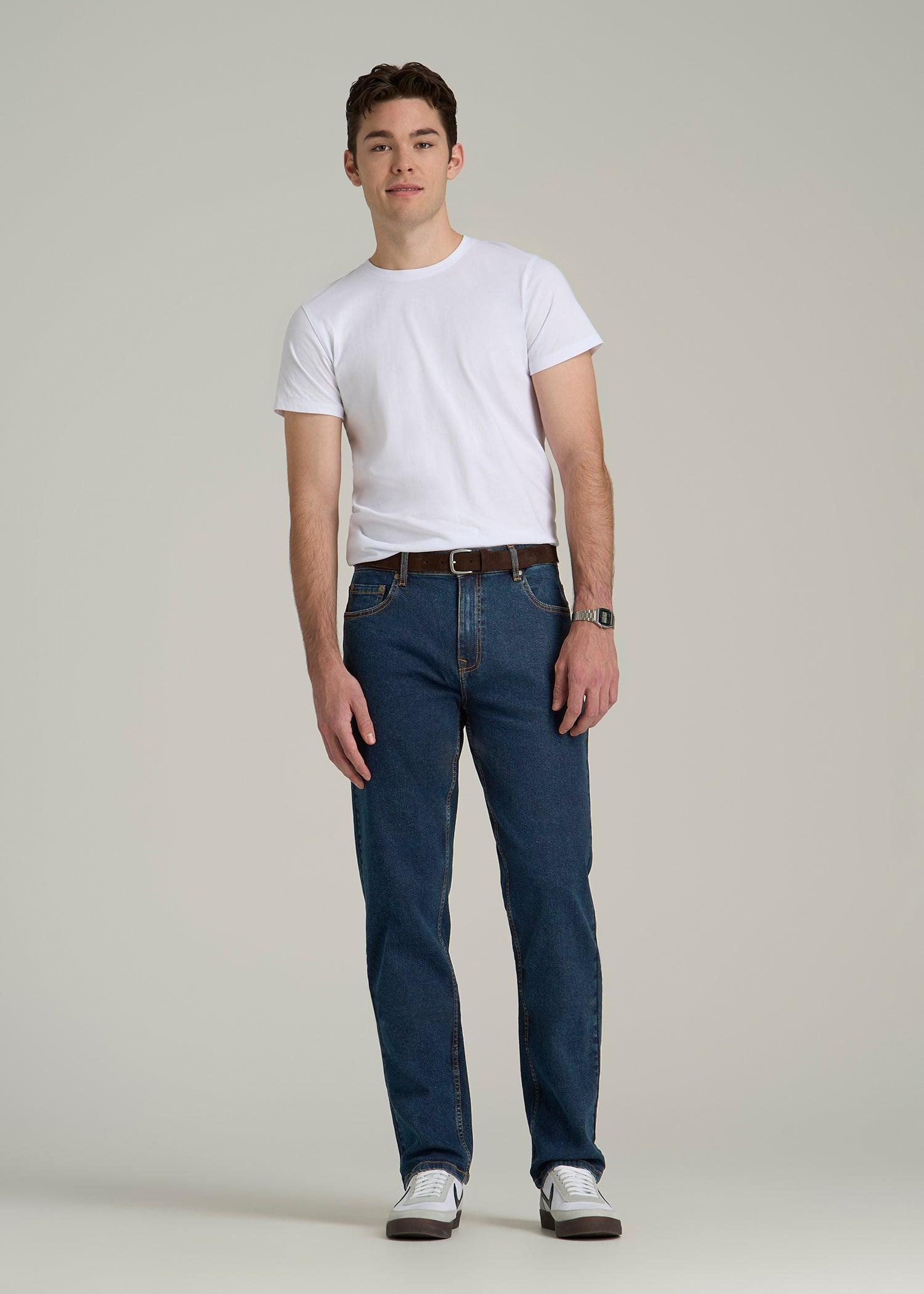 A.T. Basics Men's J1 Straight Fit Jeans for Tall Men in Charged Blue Product Image