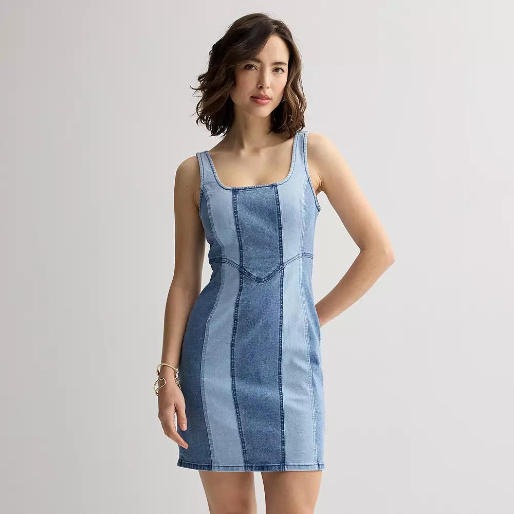 Women's INTEMPO™ Colorblock Denim Mini Dress, Size: XXL, Blue Product Image