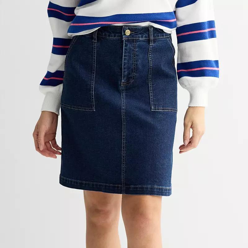 Women's Draper James Patch Pocket Denim Skirt, Size: 18, Dark Blue Product Image