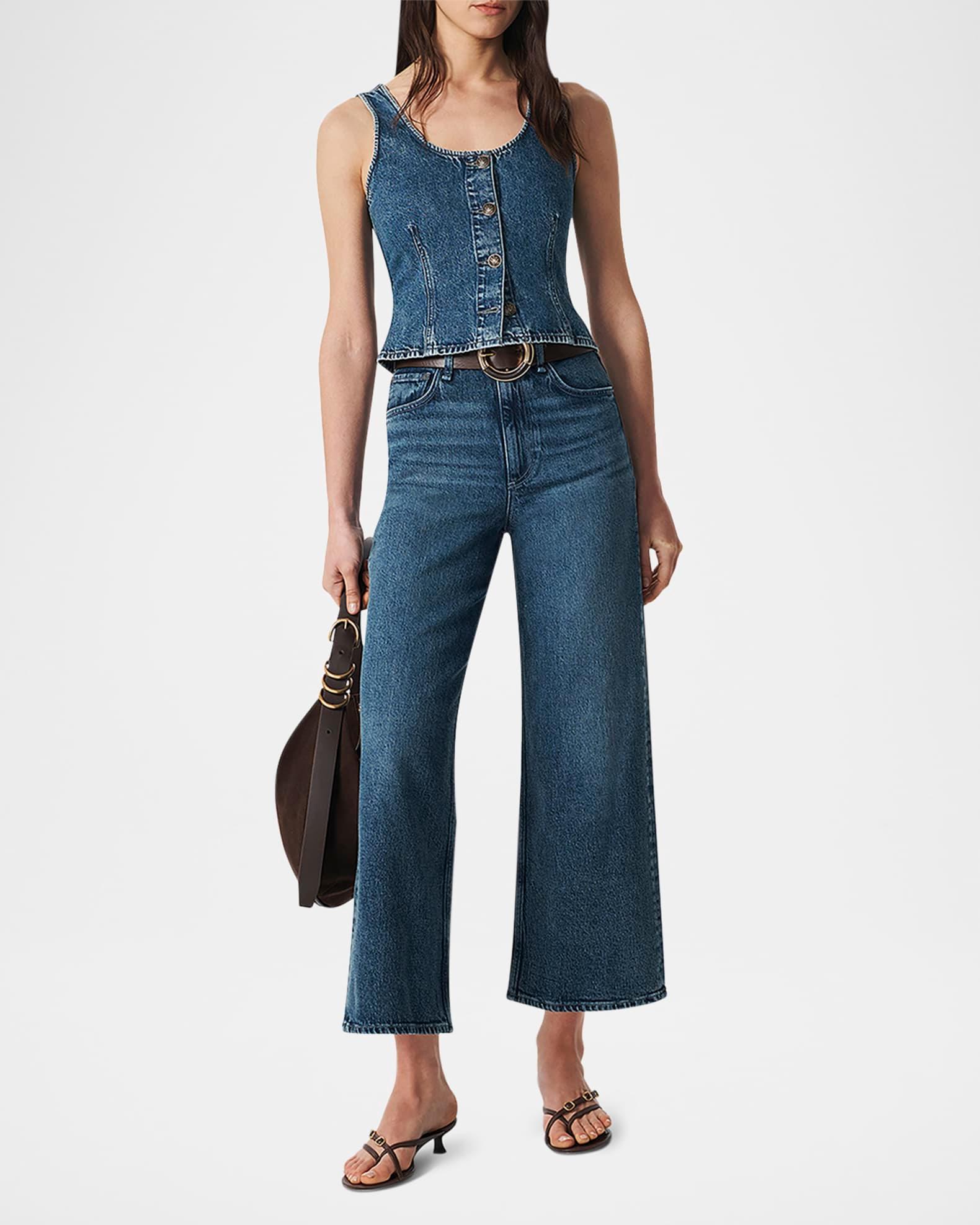Poppy Button-Front Denim Top  Product Image
